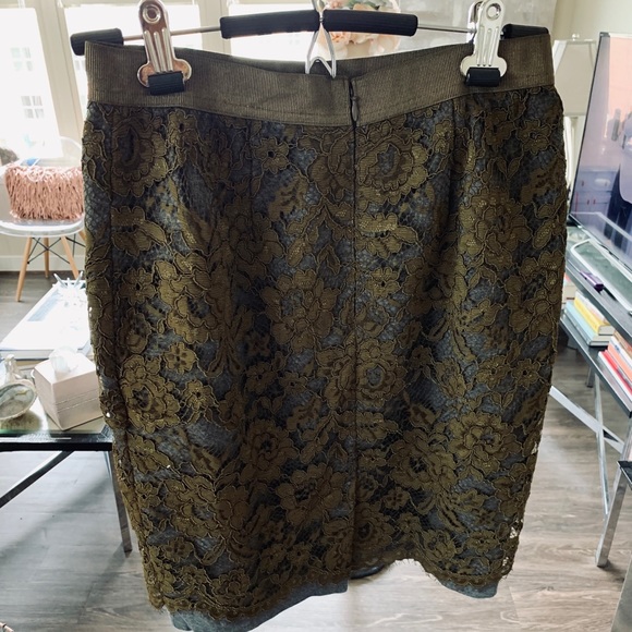 SOLD ‼️ Olive Green & Gray Lace Skirt by Loft - Picture 3 of 6